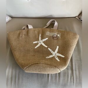 Burlap large beach tote -NEW